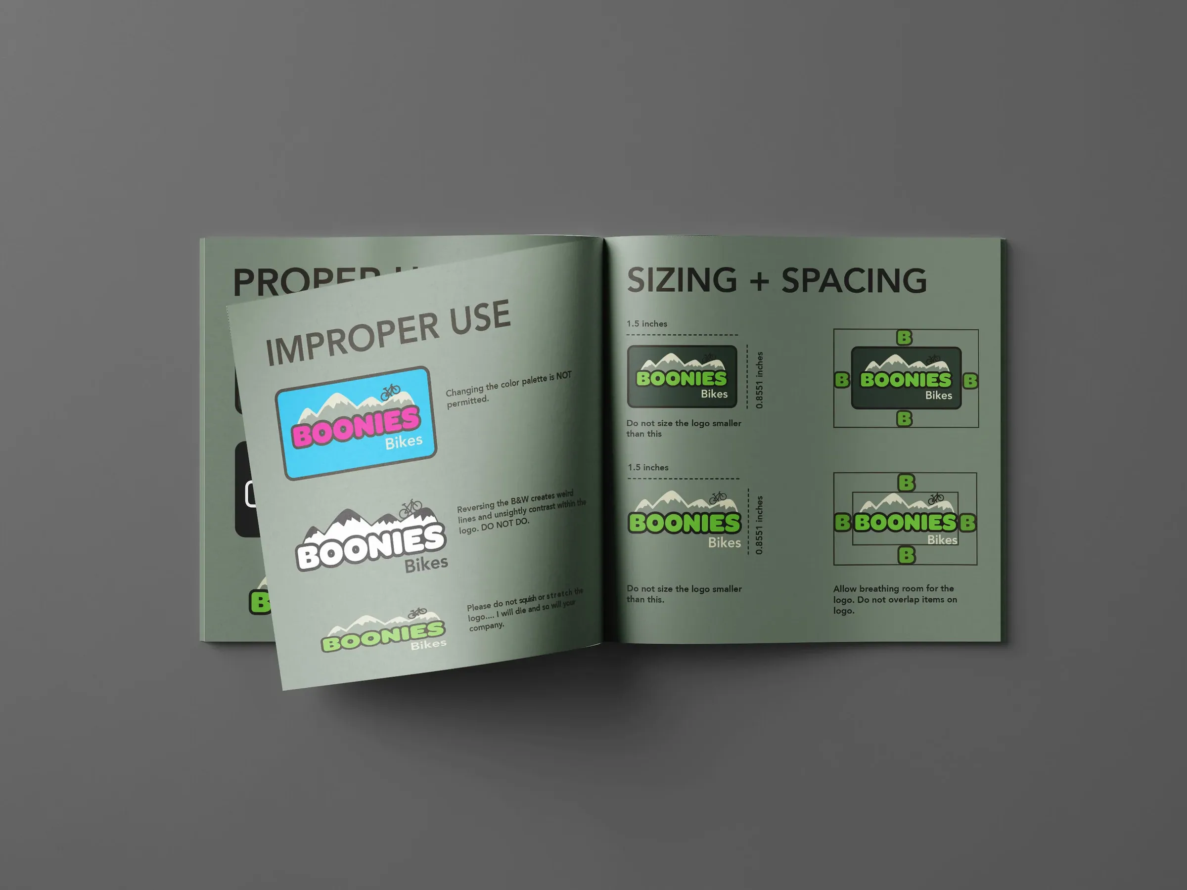 Boonies Bikes brand guide spread