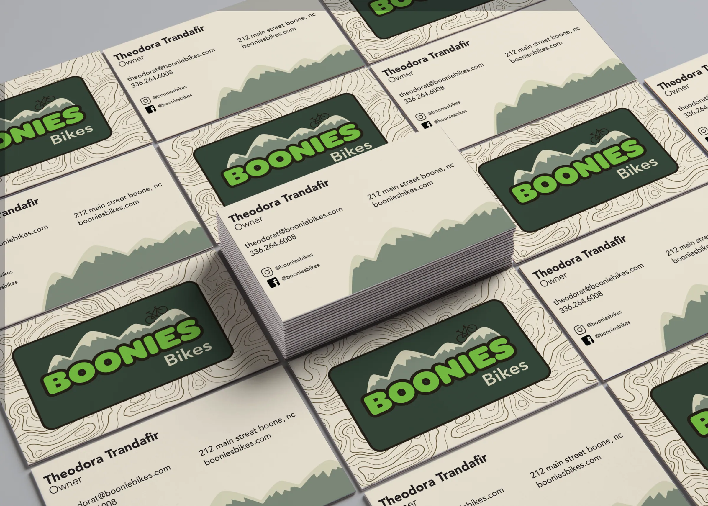 Boonies Bikes business cards