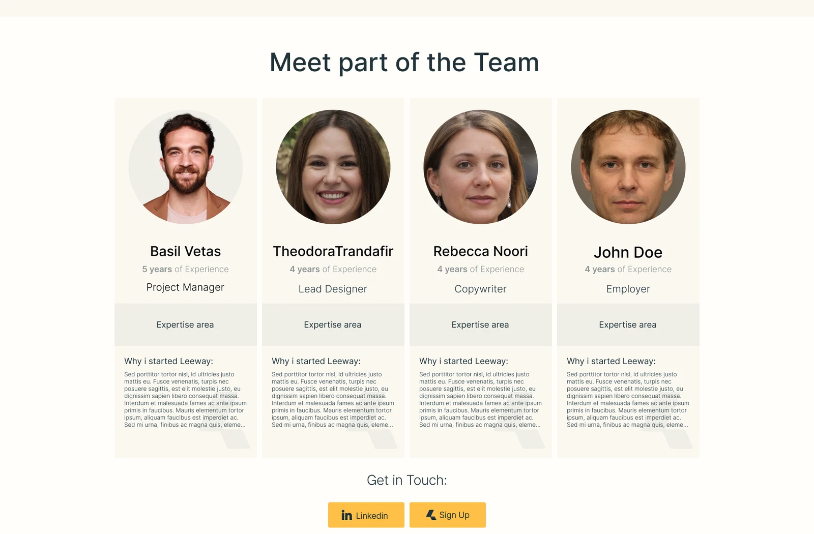 Leeway HQ about page: Meet part of the team