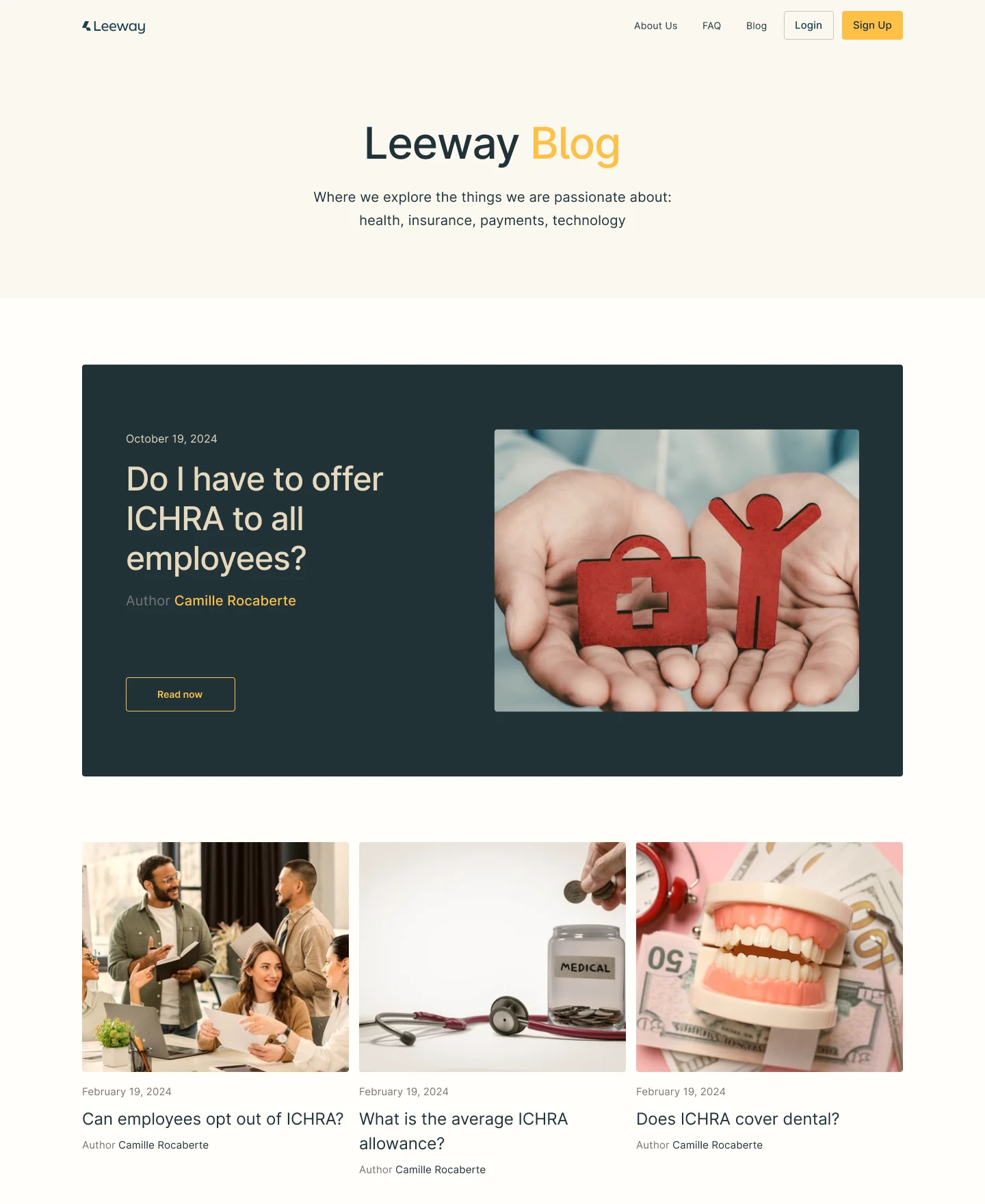 Leeway HQ blog page with featured article
