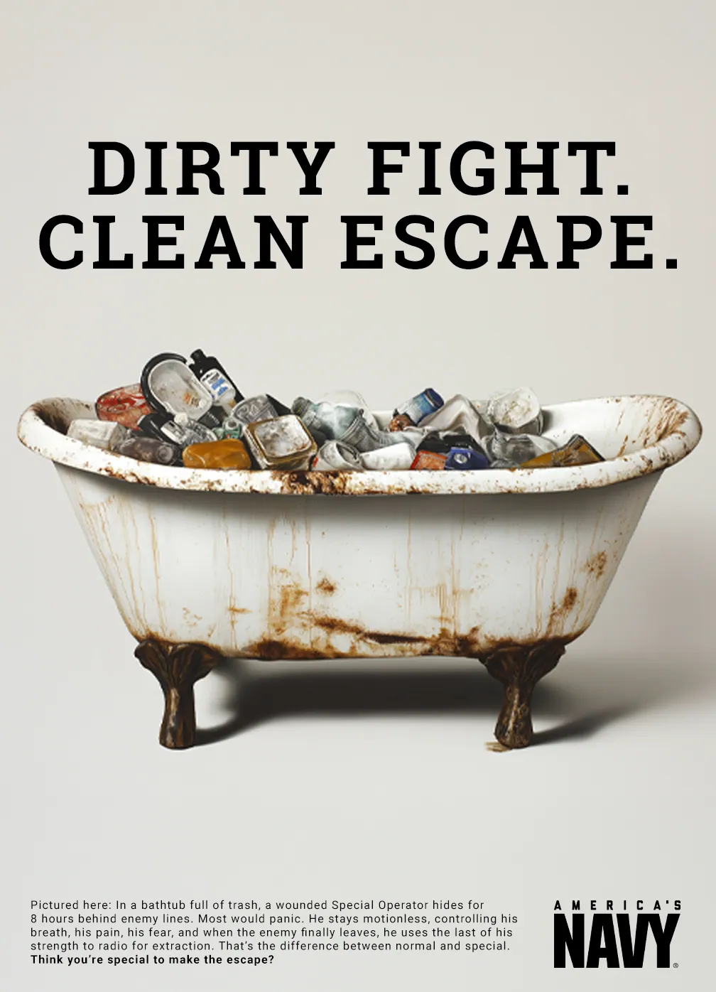 Special Operations print ad: Dirty fight. Clean escape.